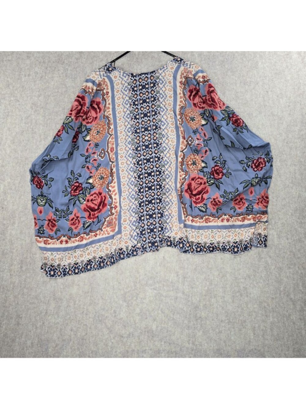 Angie Women's Floral Print Kimono Blouse Multicolor Size L 100% Rayon Loose Fit - Picture 2 of 4